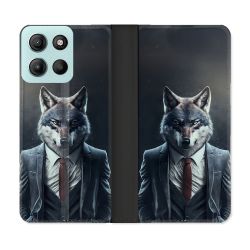 Housse cuir portefeuille Pour Motorola G15 Animal Loup Business