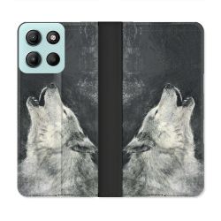 Housse cuir portefeuille Pour Motorola G15 Animal Loup Hurlement