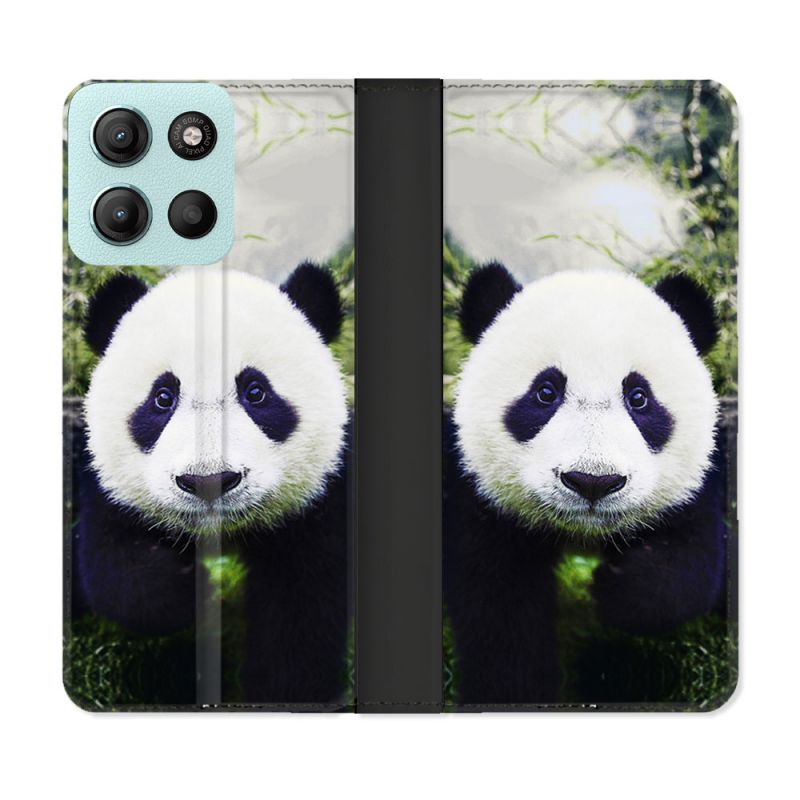 Housse cuir portefeuille Pour Motorola G15 Animal Panda Color