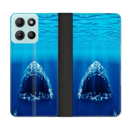 Housse cuir portefeuille Pour Motorola G15 Animal Requin Dent