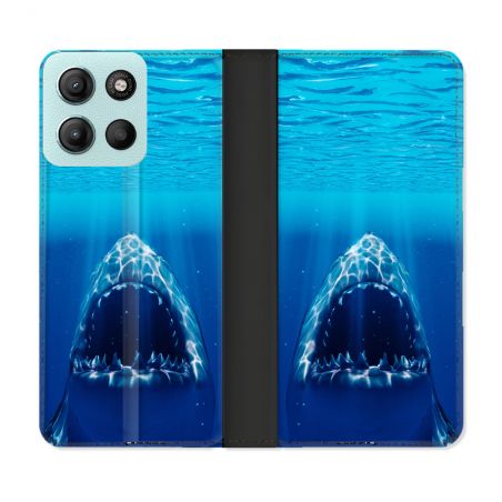 Housse cuir portefeuille Pour Motorola G15 Animal Requin Dent