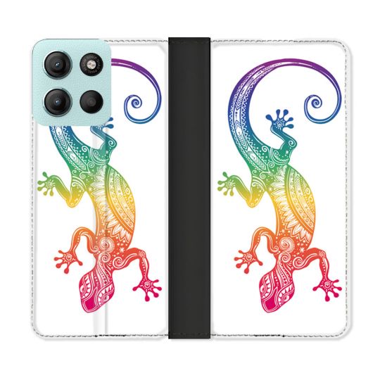 Housse cuir portefeuille Pour Motorola G15 Animal Salamandre Color