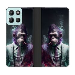 Housse cuir portefeuille Pour Motorola G15 Animal Singe Business