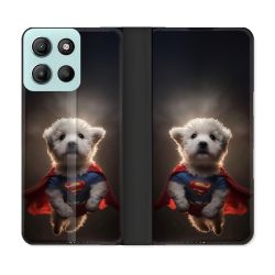 Housse cuir portefeuille Pour Motorola G15 Animal Super Chien