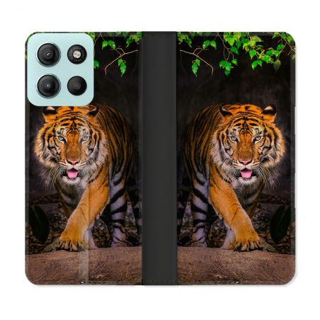 Housse cuir portefeuille Pour Motorola G15 Animal Tigre Jungle