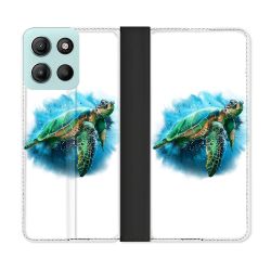 Housse cuir portefeuille Pour Motorola G15 Animal Tortue Blanche multicolore