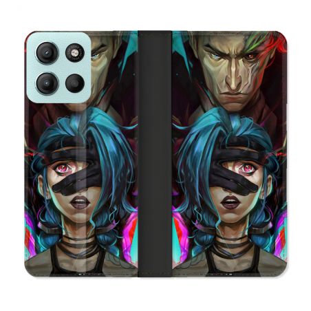 Housse cuir portefeuille Pour Motorola G15 Arcane Jinx Bleu