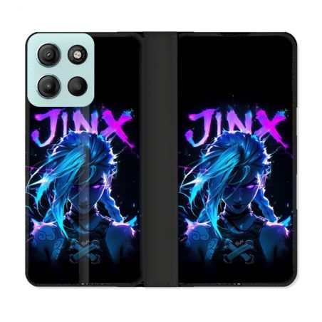 Housse cuir portefeuille Pour Motorola G15 Arcane Jinx Night