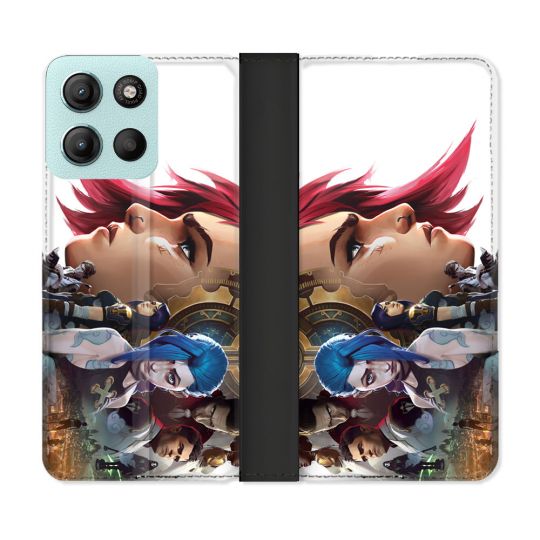 Housse cuir portefeuille Pour Motorola G15 Arcane Jinx Sœur