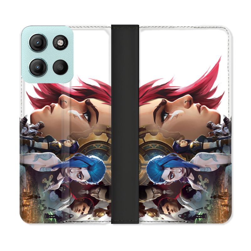 Housse cuir portefeuille Pour Motorola G15 Arcane Jinx Sœur