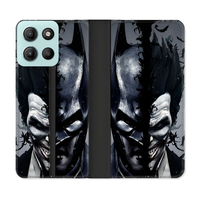 Housse cuir portefeuille Pour Motorola G15 Batman Joker