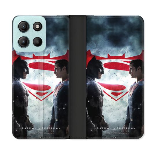 Housse cuir portefeuille Pour Motorola G15 Batman VS Superman