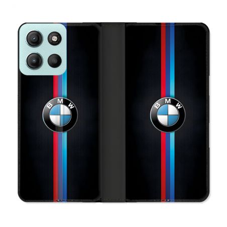Housse cuir portefeuille Pour Motorola G15 BMW Logo