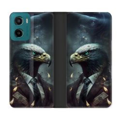Housse cuir portefeuille Pour Motorola G05 / E15 Animal Aigle Business