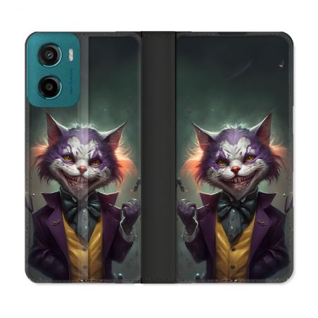Housse cuir portefeuille Pour Motorola G05 / E15 Animal Chat Joker