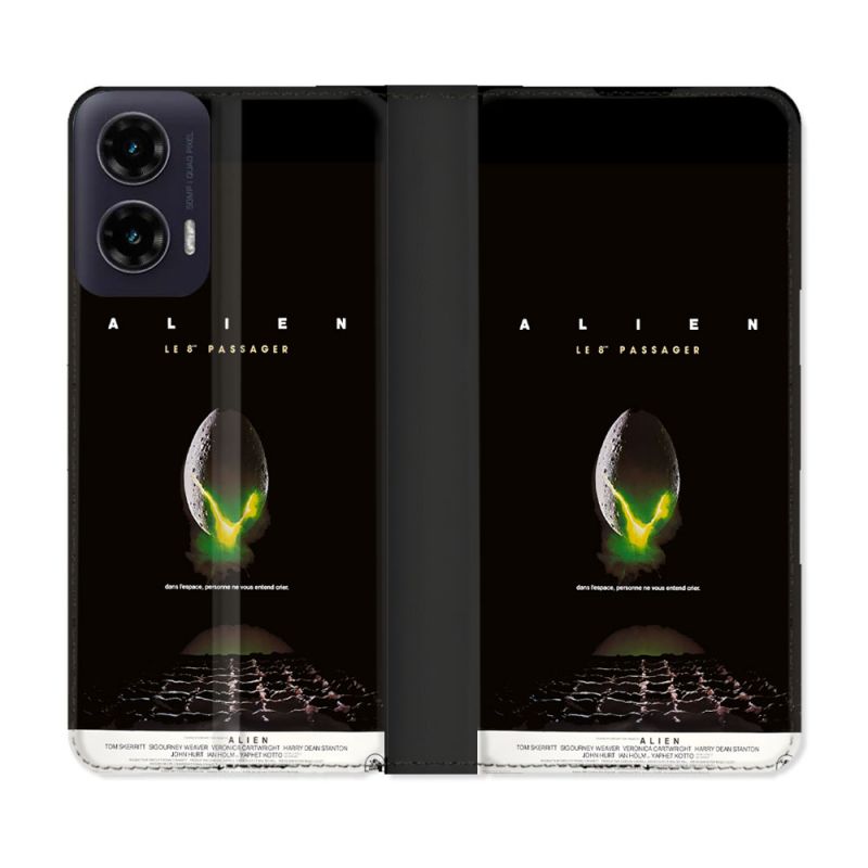 Housse cuir portefeuille Pour Motorola G35 5G Alien Affiche