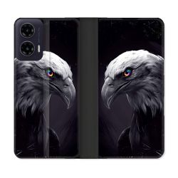 Housse cuir portefeuille Pour Motorola G35 5G Animal Aigle Royal Noir