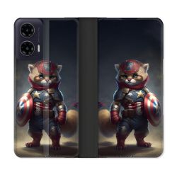 Housse cuir portefeuille Pour Motorola G35 5G Animal Chat America
