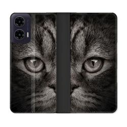 Housse cuir portefeuille Pour Motorola G35 5G Animal Chat Gris