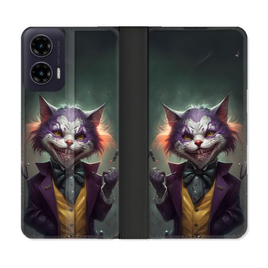 Housse cuir portefeuille Pour Motorola G35 5G Animal Chat Joker