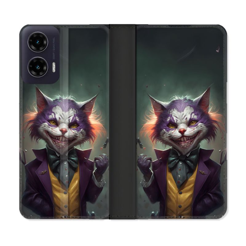 Housse cuir portefeuille Pour Motorola G35 5G Animal Chat Joker