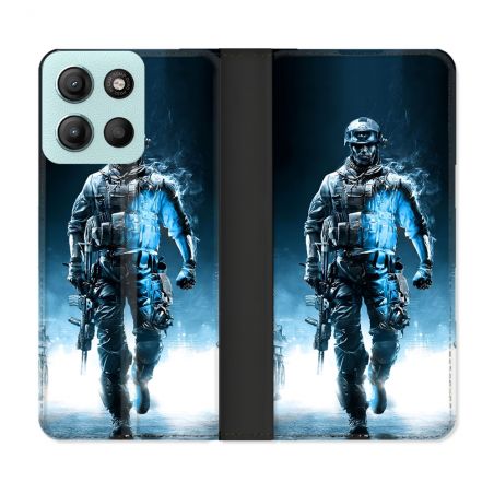 Housse cuir portefeuille Pour Motorola G15 Call Of Duty Guerrier