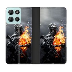Housse cuir portefeuille Pour Motorola G15 Call Of Duty Squelette