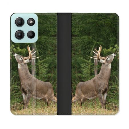 Housse cuir portefeuille Pour Motorola G15 Chasse Cerf
