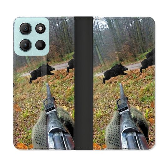 Housse cuir portefeuille Pour Motorola G15 Chasse Vision Tir