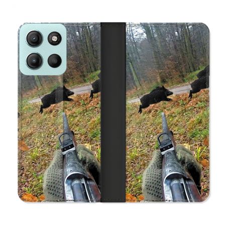 Housse cuir portefeuille Pour Motorola G15 Chasse Vision Tir