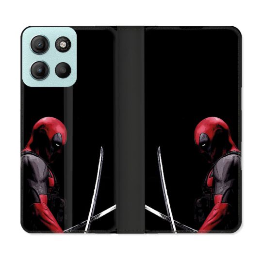 Housse cuir portefeuille Pour Motorola G15 Deadpool Epee
