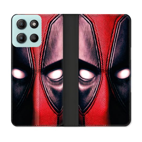 Housse cuir portefeuille Pour Motorola G15 Deadpool Yeux