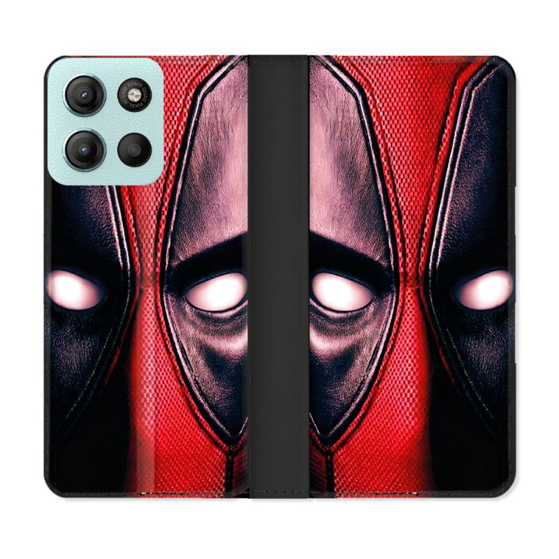 Housse cuir portefeuille Pour Motorola G15 Deadpool Yeux