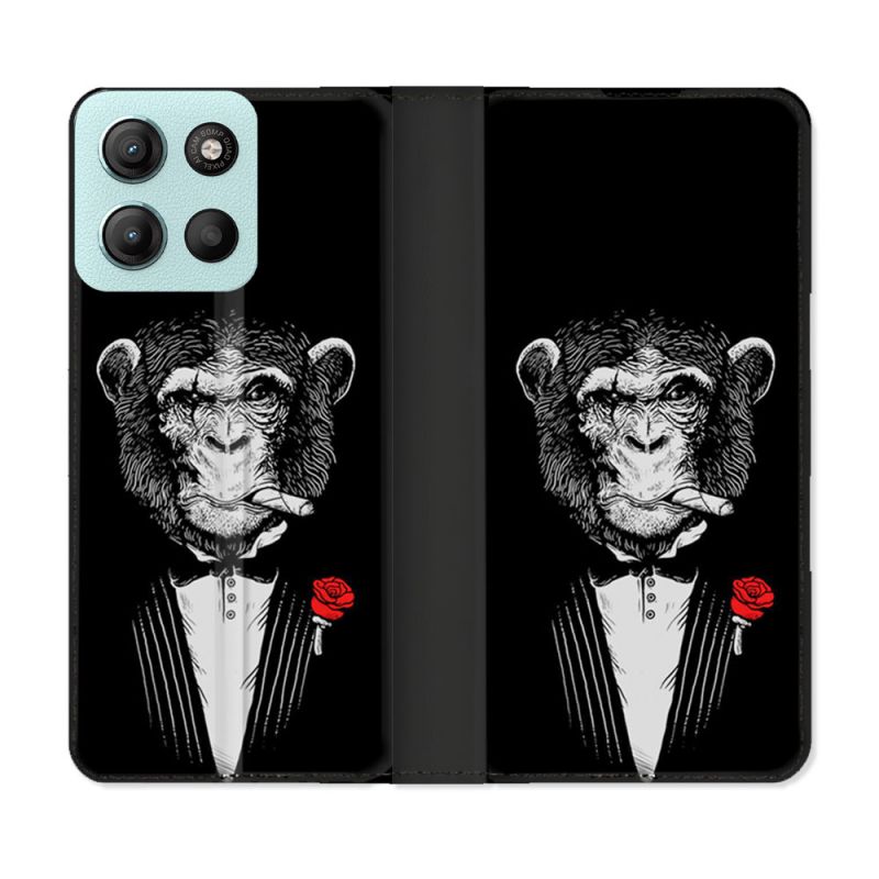 Housse cuir portefeuille Pour Motorola G15 Decale Singe Mafia