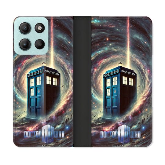 Housse cuir portefeuille Pour Motorola G15 Dr Who Tardis Univers