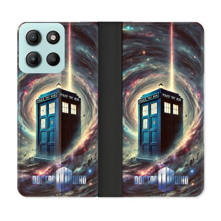 Housse cuir portefeuille Pour Motorola G15 Dr Who Tardis Univers