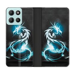 Housse cuir portefeuille Pour Motorola G15 Fantastique Dragon Bleu