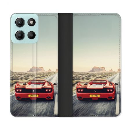 Housse cuir portefeuille Pour Motorola G15 Ferrari F50