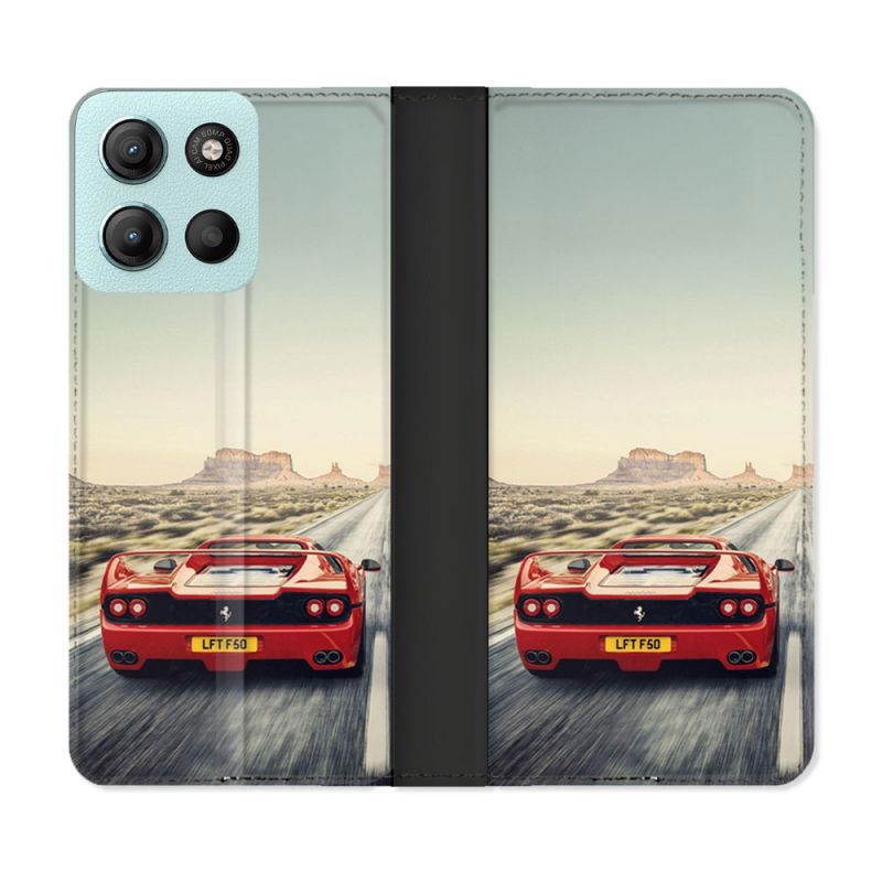 Housse cuir portefeuille Pour Motorola G15 Ferrari F50