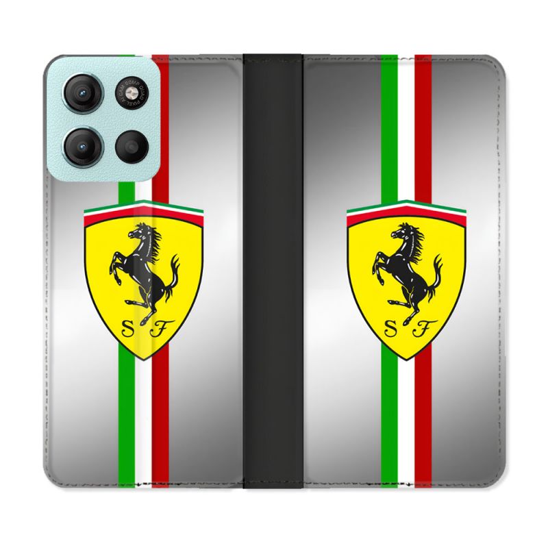 Housse cuir portefeuille Pour Motorola G15 Ferrari Ligne