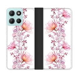 Housse cuir portefeuille Pour Motorola G15 Fleur Eclosion