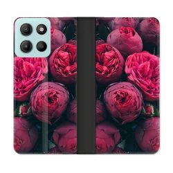 Housse cuir portefeuille Pour Motorola G15 Fleur Pivoine