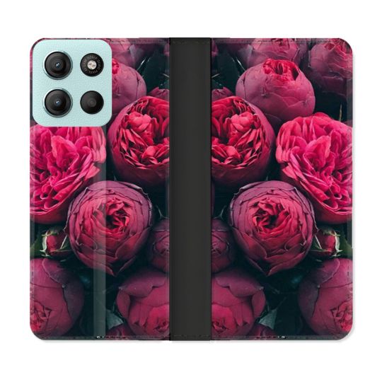 Housse cuir portefeuille Pour Motorola G15 Fleur Pivoine