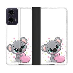 Housse cuir portefeuille Pour Motorola G35 5G Animal Koala Cœur