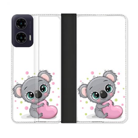 Housse cuir portefeuille Pour Motorola G35 5G Animal Koala Cœur