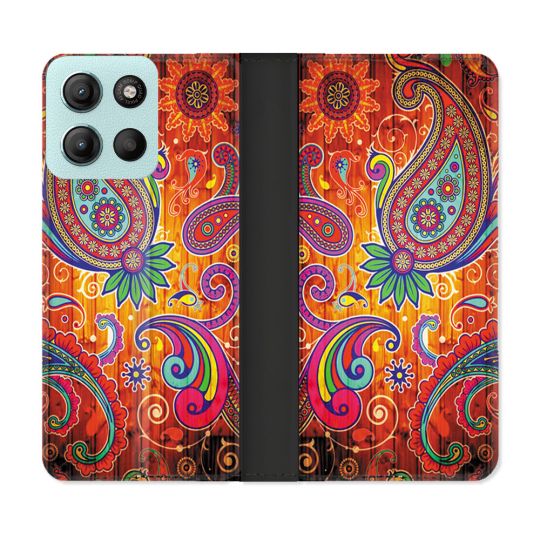 Housse cuir portefeuille Pour Motorola G15 Fleur Psychedelic
