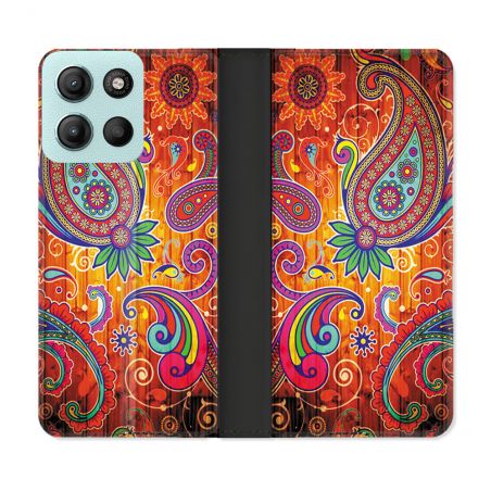 Housse cuir portefeuille Pour Motorola G15 Fleur Psychedelic