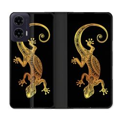 Housse cuir portefeuille Pour Motorola G35 5G Animal Lezard Noir