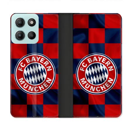 Housse cuir portefeuille Pour Motorola G15 Foot Bayern Munich Carreaux