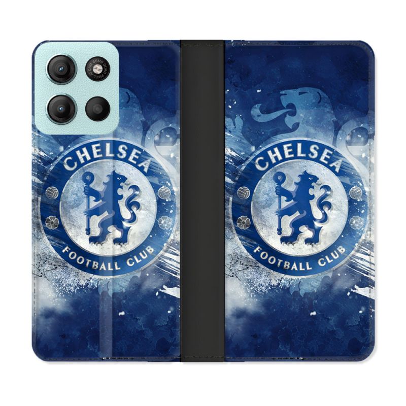 Housse cuir portefeuille Pour Motorola G15 Foot Chelsea